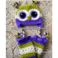 crochet owl hat leg warmer set